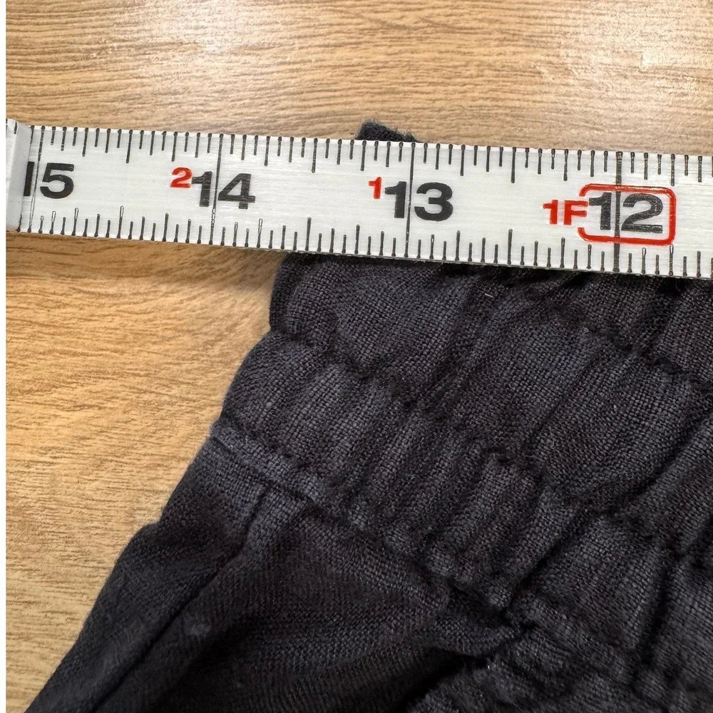 H&M Linen Drawstring Pants 4 Black Casual Lightweight Pull On Womens Relaxed